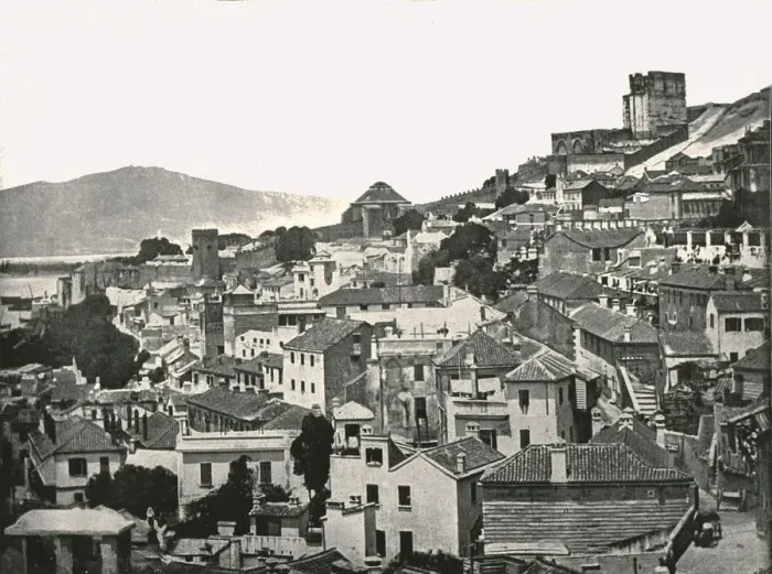 Framed Print : View of the town, Gibraltar, 1895. Creator: W &s Ltd Framed Print : View of the town, Gibraltar, 1895. Creator: W &s Ltd