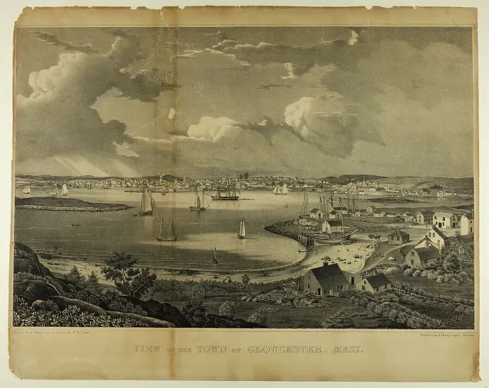 Framed Print : View of the Town of Gloucester, Massachusetts, c. 1836. Creator: Fitz Hugh Lane