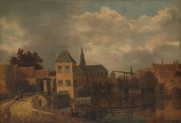 View of the Town of Haarlem, taken from the Spaarne River, showing the Eendjespoort, c.1650-c.1659. Creator: Balthasar van der Veen