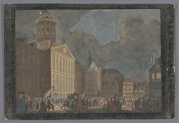 View of the town hall in Amsterdam with the arrival of Willem V and Wilhelmina van... 1768-1799. Creator: Anon