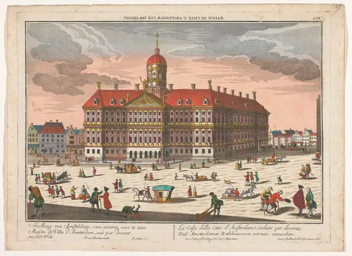 Framed Print : View of the Town Hall and the Dam in Amsterdam, 1742-1801. Creator: Georg Balthasar Probst Framed Print : View of the Town Hall and the Dam in Amsterdam, 1742-1801. Creator: Georg Balthasar Probst