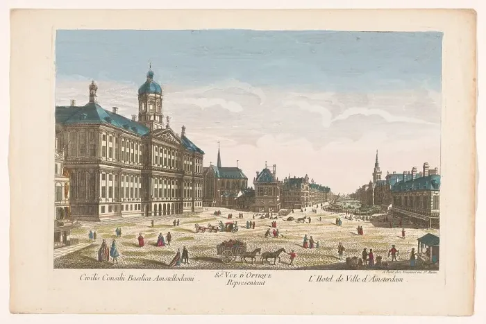 Framed Print : View of the Town Hall and the Dam in Amsterdam, 1745-1775. Creator: Unknown Framed Print : View of the Town Hall and the Dam in Amsterdam, 1745-1775. Creator: Unknown