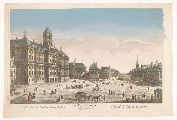 Framed Print : View of the Town Hall and the Dam in Amsterdam, 1745-1775. Creator: Unknown Framed Print : View of the Town Hall and the Dam in Amsterdam, 1745-1775. Creator: Unknown