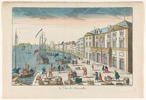 View of the Town Hall and the harbor in Marseille, 1745-1775. Creator: Anon