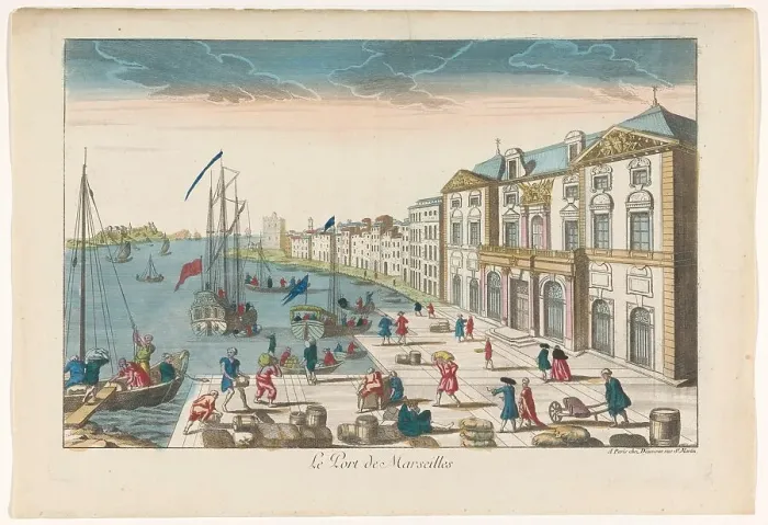 Framed Print : View of the Town Hall and the harbor in Marseille, 1745-1775. Creator: Anon Framed Print : View of the Town Hall and the harbor in Marseille, 1745-1775. Creator: Anon