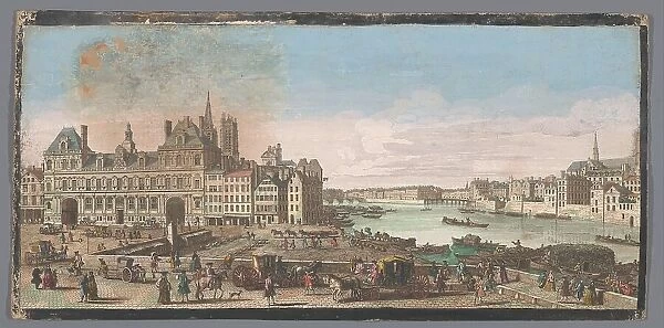 View of the town hall and the Seine River in Paris, 1700-1799. Creators: Anon, Jacques Rigaud
