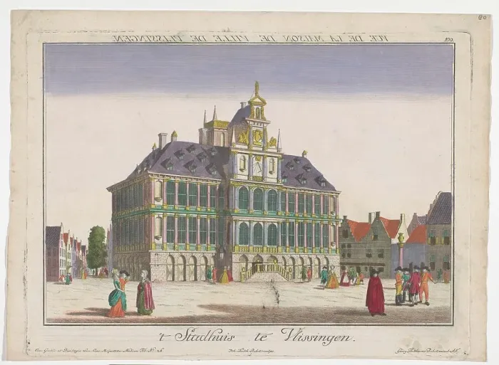 Framed Print : View of the town hall in Vlissingen, 1742-1801. Creator: Johann Balthasar Probst Framed Print : View of the town hall in Vlissingen, 1742-1801. Creator: Johann Balthasar Probst