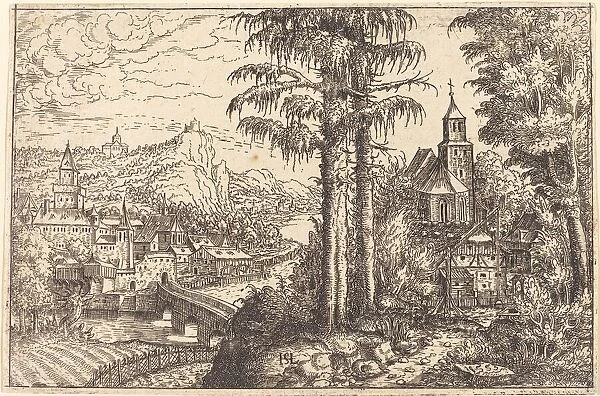 View of a Town near a River with a Church on the Right, 1553