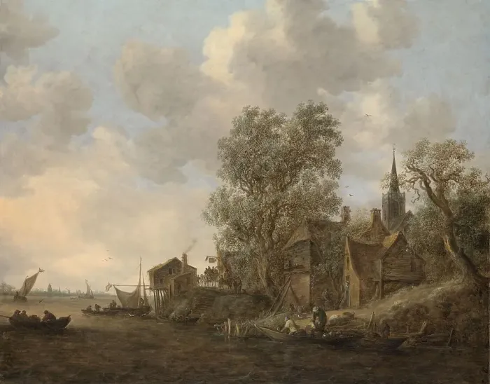 Framed Print : View of a Town on a River, 1645. Creator: Jan van Goyen Framed Print : View of a Town on a River, 1645. Creator: Jan van Goyen