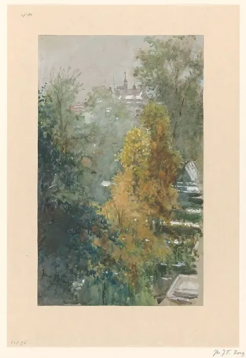 Framed Print : View of trees and buildings, 1919. Creator: Joan Frans Berg Framed Print : View of trees and buildings, 1919. Creator: Joan Frans Berg