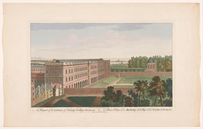 Framed Print : View of the Trinity College Library in Dublin, 1753. Creators: Fabr. Parr, James Mason Framed Print : View of the Trinity College Library in Dublin, 1753. Creators: Fabr. Parr, James Mason