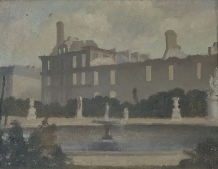 Framed Print : View of the Tuileries Palace, after the fire in the commune: the Marsan pavilion and... c1880. Creator: Unknown Framed Print : View of the Tuileries Palace, after the fire in the commune: the Marsan pavilion and... c1880. Creator: Unknown