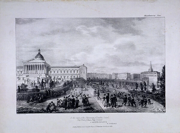View of University College Schools playground with University College to the right, 1833