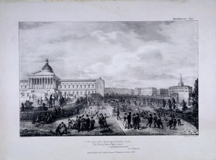 Framed Print : View of University College Schools playground with University College to the right, 1833 Framed Print : View of University College Schools playground with University College to the right, 1833