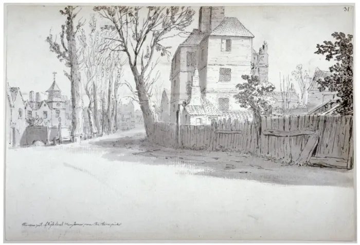 Framed Print : View of the upper part of St Marylebone High Street and the turnpike, London, 1772 Framed Print : View of the upper part of St Marylebone High Street and the turnpike, London, 1772