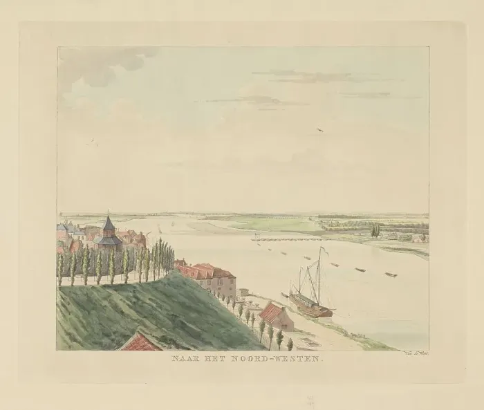 Framed Print : View of the Valkhof and the Waal northwest of Nijmegen, 1815-1824. Creator: Derk Anthony van de Wart Framed Print : View of the Valkhof and the Waal northwest of Nijmegen, 1815-1824. Creator: Derk Anthony van de Wart