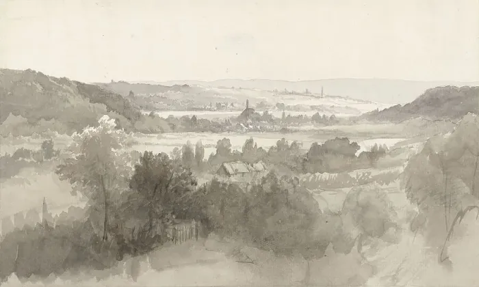 Framed Print : View of a valley, 1816-1880. Creator: Willem Bodeman Framed Print : View of a valley, 1816-1880. Creator: Willem Bodeman