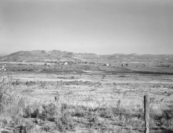 Framed Print : View of the valley from Dazey farm, Homedale district, Malheur County, Oregon, 1939. Creator: Dorothea Lange Framed Print : View of the valley from Dazey farm, Homedale district, Malheur County, Oregon, 1939. Creator: Dorothea Lange