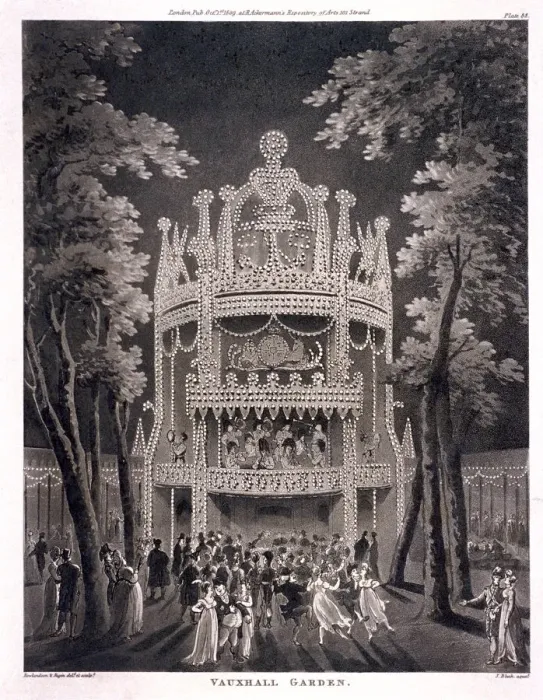Framed Print : View of Vauxhall Gardens, Lambeth, London, 1809. Artist: J Bluck Framed Print : View of Vauxhall Gardens, Lambeth, London, 1809. Artist: J Bluck