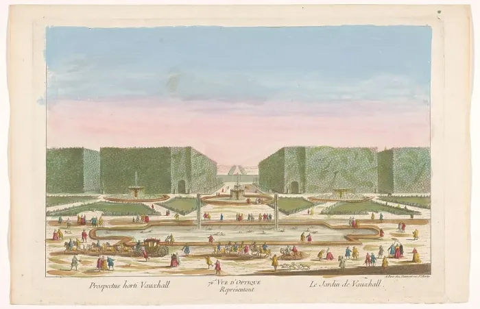 Framed Print : View of Vauxhall Gardens in London, 1745-1775. Creator: Unknown Framed Print : View of Vauxhall Gardens in London, 1745-1775. Creator: Unknown