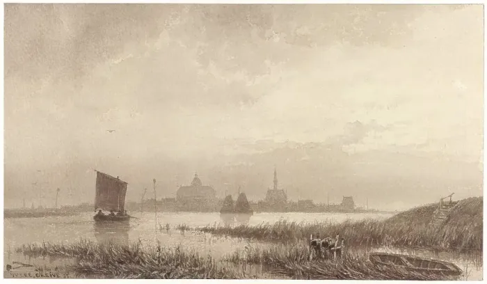 Framed Print : View of Veere, 1855. Creator: Petrus Franciscus Greive Framed Print : View of Veere, 1855. Creator: Petrus Franciscus Greive