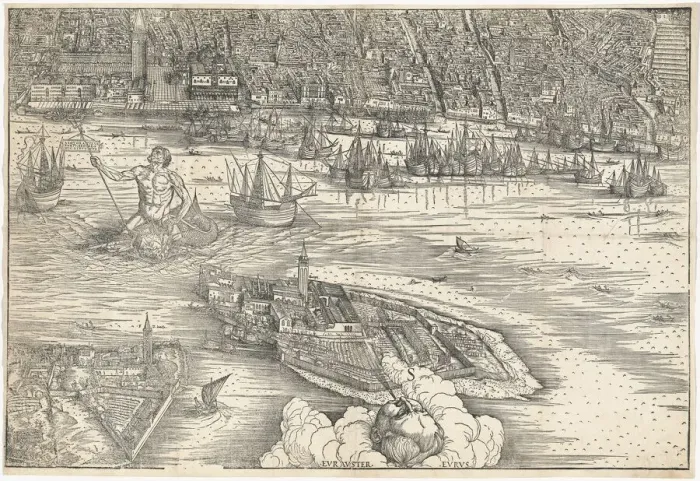 Framed Print : View of Venice [lower center block], 1500. Creator: Jacopo de Barbari