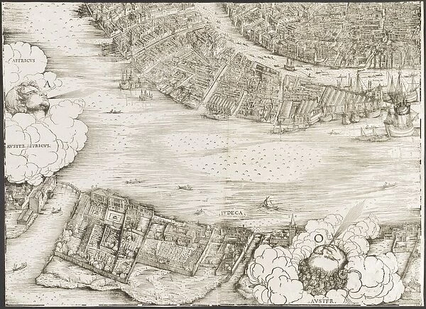 View of Venice [lower left block], 1500. Creator: Jacopo de Barbari