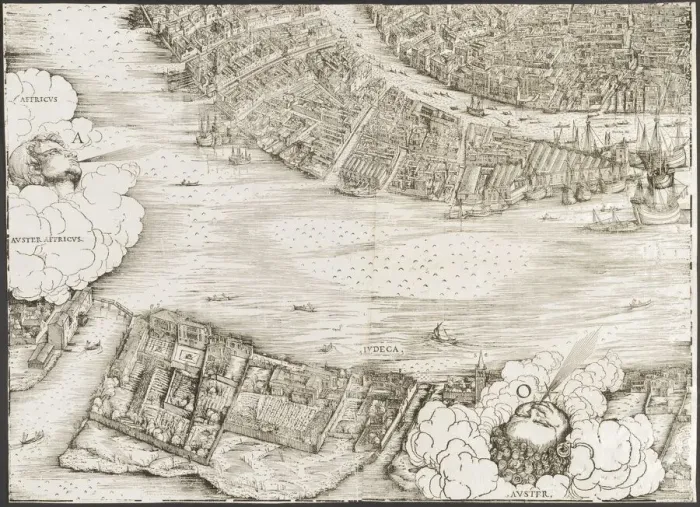 Framed Print : View of Venice [lower left block], 1500. Creator: Jacopo de Barbari