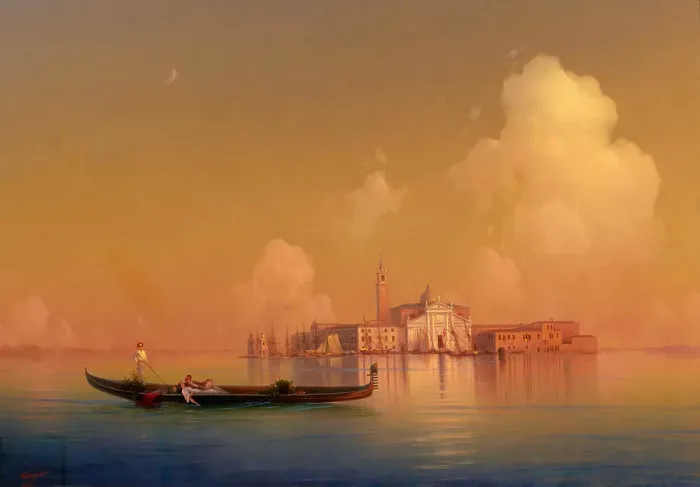 Framed Print : View of Venice with San Giorgio Maggiore and gondola, 1851. Creator: Aivazovsky, Ivan Konstantinovich (1817-1900) Framed Print : View of Venice with San Giorgio Maggiore and gondola, 1851. Creator: Aivazovsky, Ivan Konstantinovich (1817-1900)