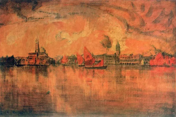 Framed Print : View of Venice from the Sea, c1896. Artist: Charles Cottet Framed Print : View of Venice from the Sea, c1896. Artist: Charles Cottet