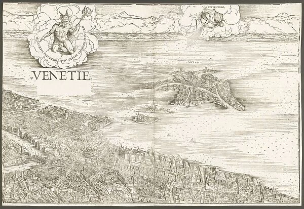 View of Venice [upper center block], 1500. Creator: Jacopo de Barbari