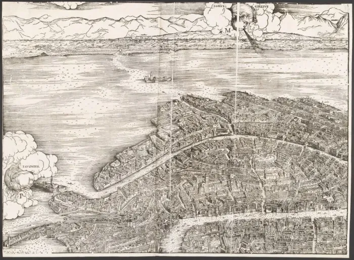Framed Print : View of Venice [upper left block], 1500. Creator: Jacopo de Barbari