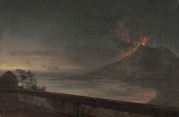 Framed Print : View of Vesuvius from Villa Quisisana, early-mid 19th century. Creator: Johan Christian Dahl Framed Print : View of Vesuvius from Villa Quisisana, early-mid 19th century. Creator: Johan Christian Dahl
