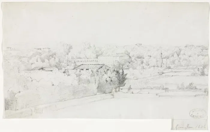Framed Print : View of the Villa Borghese and its Orangerie from the Villa Medici, 1826. Creator Framed Print : View of the Villa Borghese and its Orangerie from the Villa Medici, 1826. Creator