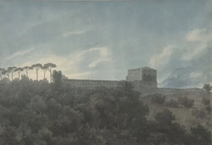 Framed Print : View of the Villa Lante on the Janiculum in Rome, 1782-83. Creator: John Robert Cozens