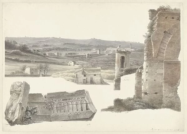 View from the Villa Mattei (now Villa Celimontana) in Rome, c.1809-c.1812. Creator: Josephus Augustus Knip