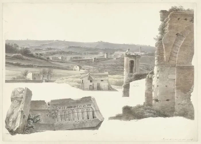 Framed Print : View from the Villa Mattei (now Villa Celimontana) in Rome, c.1809-c.1812. Creator: Josephus Augustus Knip Framed Print : View from the Villa Mattei (now Villa Celimontana) in Rome, c.1809-c.1812. Creator: Josephus Augustus Knip