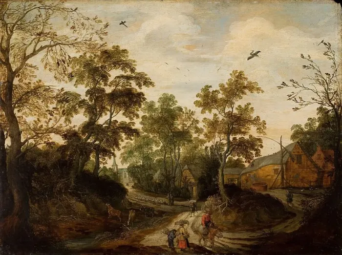 Framed Print : View of a Village, 1623. Creator: Willem van den Bundel Framed Print : View of a Village, 1623. Creator: Willem van den Bundel
