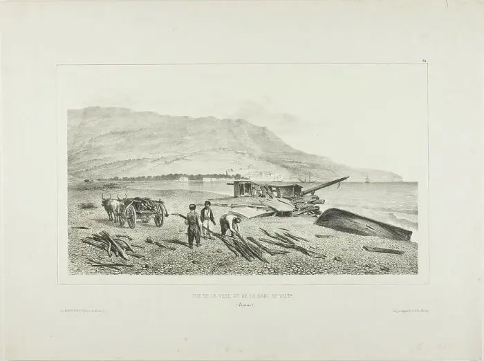 Framed Print : View of the Village and Bay of Yalta, Crimea, August 15, 1837, 1840. Creator: Auguste Raffet