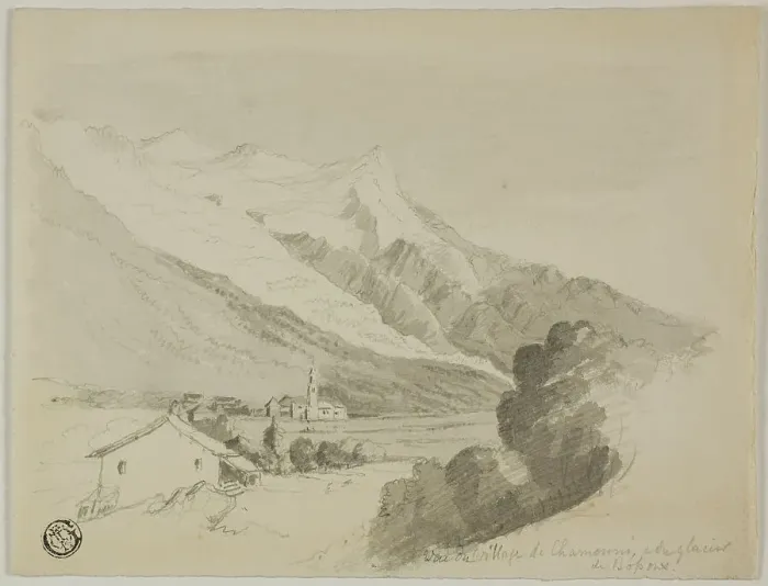 Framed Print : View of the Village of Chamonix, and the Bossons Glacier, n.d. Creator: Unknown Framed Print : View of the Village of Chamonix, and the Bossons Glacier, n.d. Creator: Unknown
