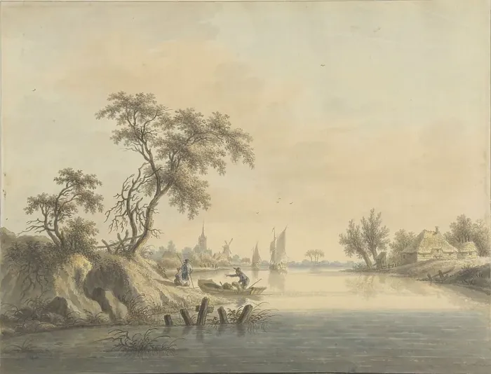 Framed Print : View of the village of Elst on the Maas, 1758-1815. Creator: Nicolaas Wicart Framed Print : View of the village of Elst on the Maas, 1758-1815. Creator: Nicolaas Wicart