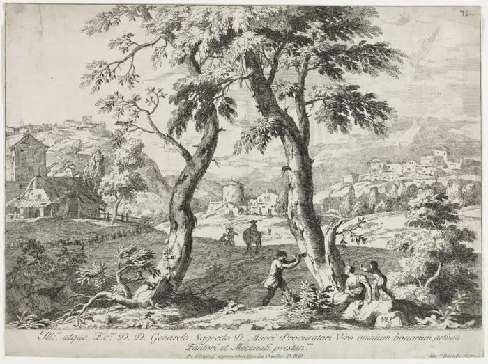 Framed Print : View of a Village with Figures in the Foreground, 1723. Creator: Marco Ricci (Italian, 1676-1729) Framed Print : View of a Village with Figures in the Foreground, 1723. Creator: Marco Ricci (Italian, 1676-1729)