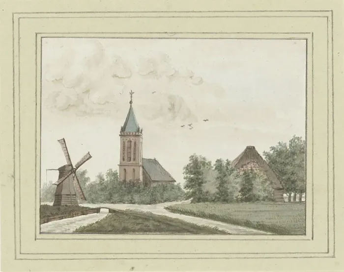 Framed Print : View of the village of Hoogwoud, c. 1752. Creator: Anon Framed Print : View of the village of Hoogwoud, c. 1752. Creator: Anon