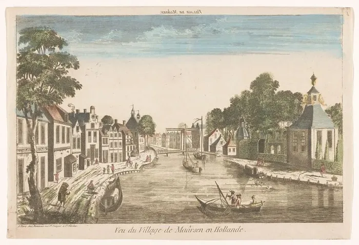 Framed Print : View of the village of Maarssen with the river Vecht, 1700-1799. Creator: Anon Framed Print : View of the village of Maarssen with the river Vecht, 1700-1799. Creator: Anon