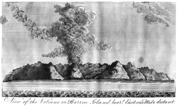 Framed Print : View of the volcano on Barren Island, Andaman Islands, 1799 Framed Print : View of the volcano on Barren Island, Andaman Islands, 1799