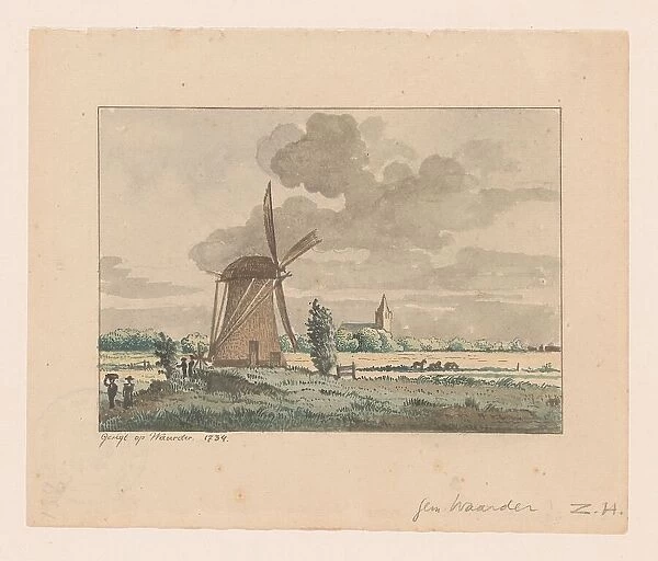 View of a mill in Waarder, 1734. Creator: Anon