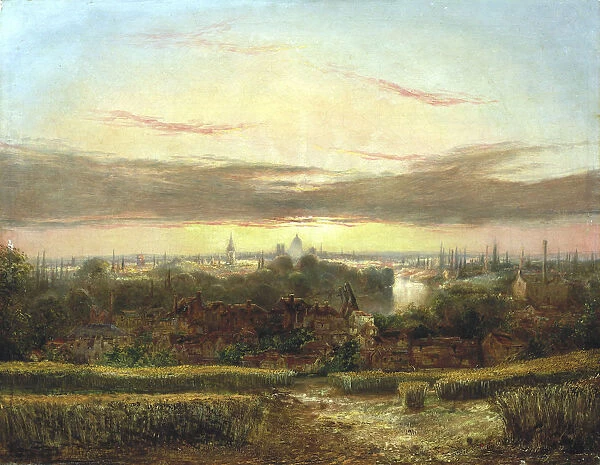 View from above Wandsworth, Westminster and St Pauls in the Distance c1849-1866