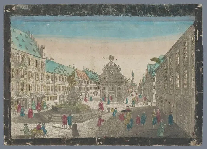 Framed Print : View of the Weinmarkt in Augsburg, 1742-1801. Creator: Anon Framed Print : View of the Weinmarkt in Augsburg, 1742-1801. Creator: Anon