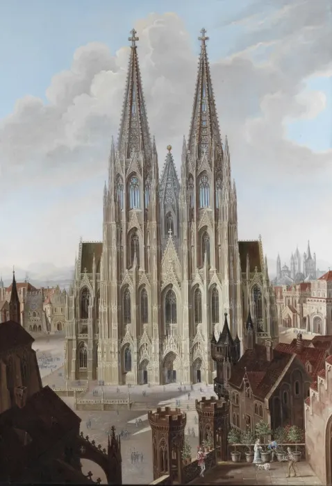 Framed Print : View of the west facade of the Cologne Cathedral, 1839. Artist: Enslen, Carl Georg (1792-1866) Framed Print : View of the west facade of the Cologne Cathedral, 1839. Artist: Enslen, Carl Georg (1792-1866)