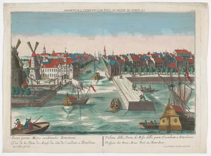 Framed Print : View of the Western New City Gate and Eastern New Main Gate in Rotterdam, 1742-1801. Creator: Anon Framed Print : View of the Western New City Gate and Eastern New Main Gate in Rotterdam, 1742-1801. Creator: Anon